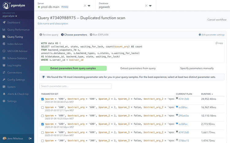 Screenshot of Step 2 "Choose Parameters" in new workbook