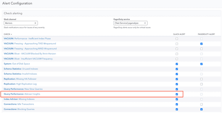 Alert configuration option