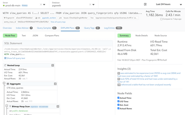 Screenshot of EXPLAIN Plans feature