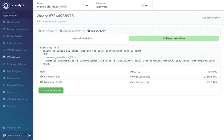 Screenshot of Step 3 "Run EXPLAIN" in new workbook