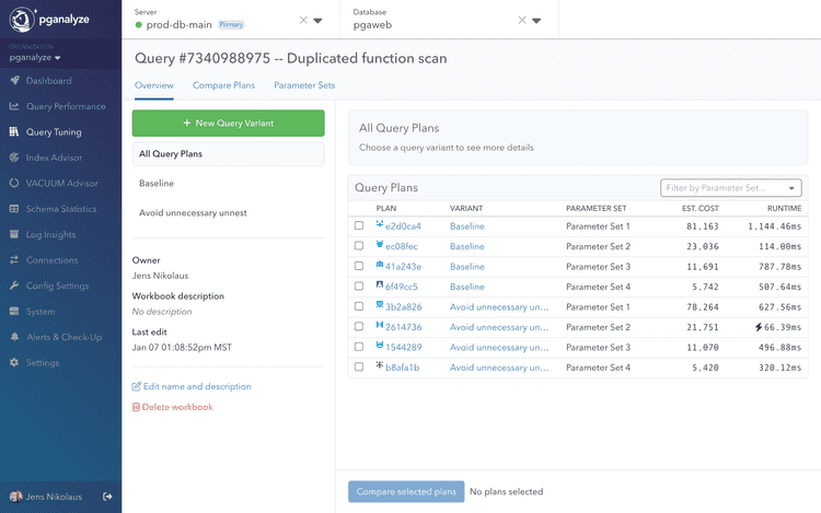 Screenshot of Workbook Overview with Variant