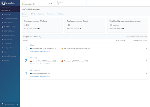 Screenshot of pganalyze VACUUM Advisor