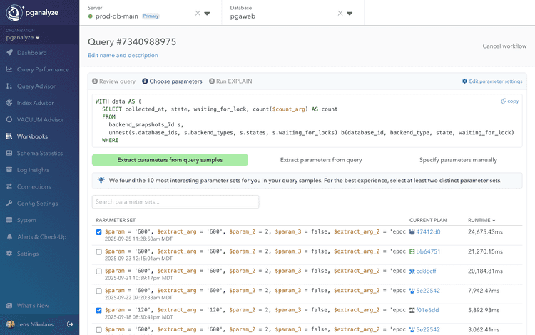 Screenshot of Step 2 "Choose Parameters" in new workbook