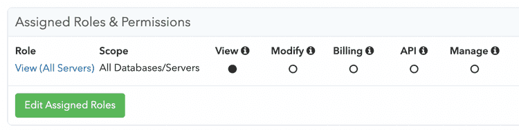 Screenshot of assigned roles for a particular member