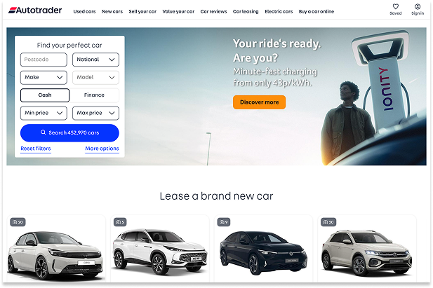Autotrader UK website screenshot