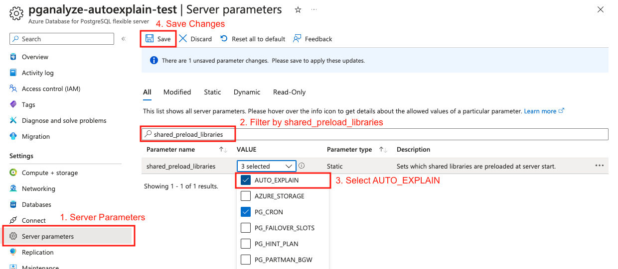 Server parameters: auto_explain