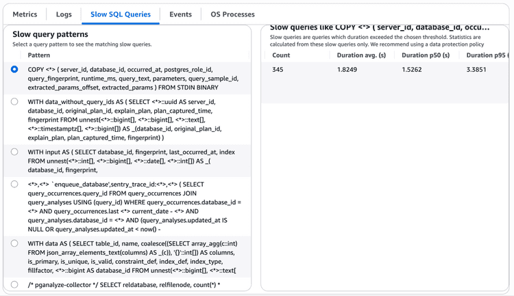 Database Insights Slow Query Log