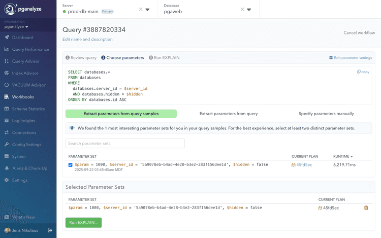 Workbooks parameter set collection