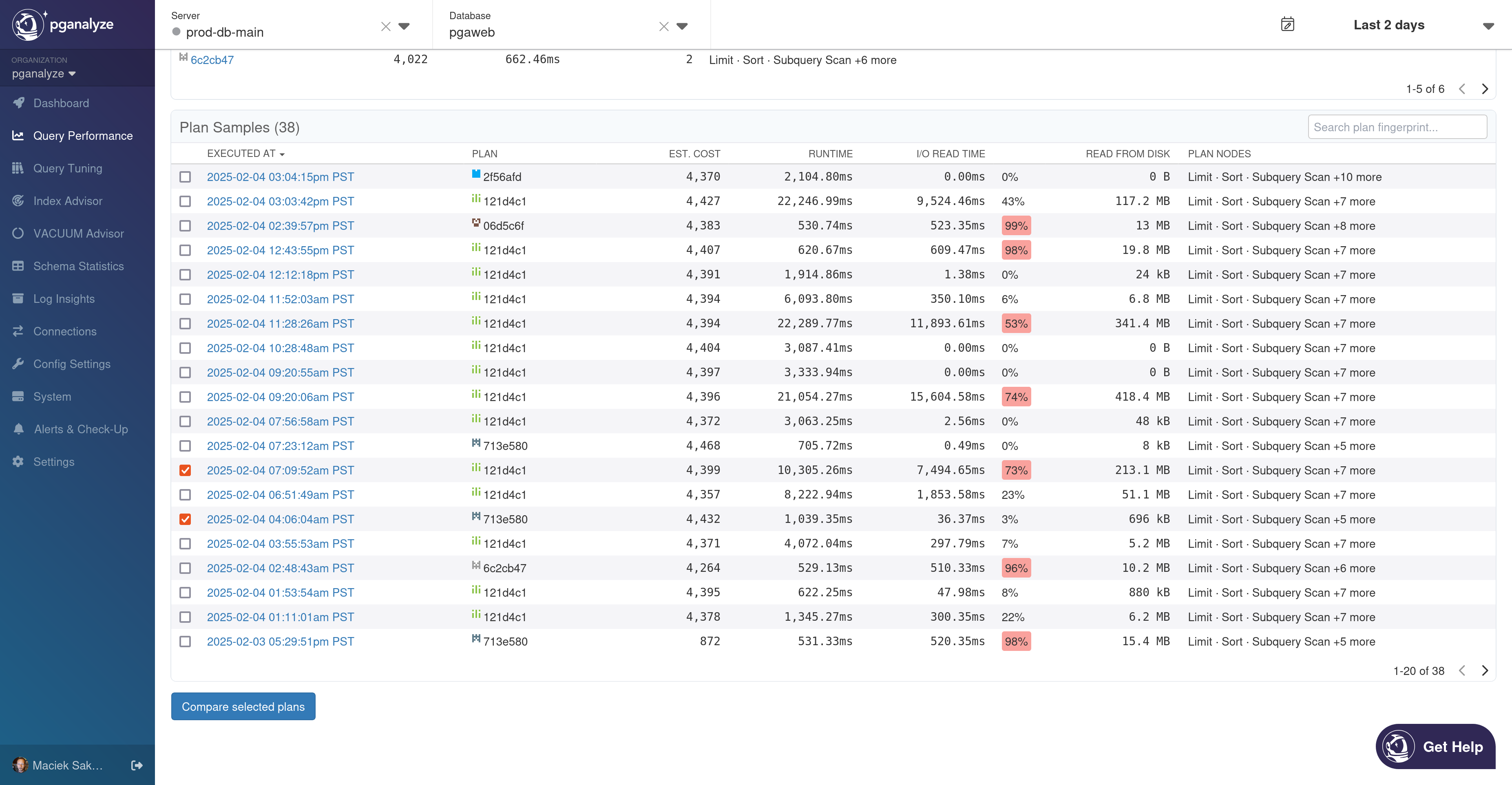 Explain comparison selection example