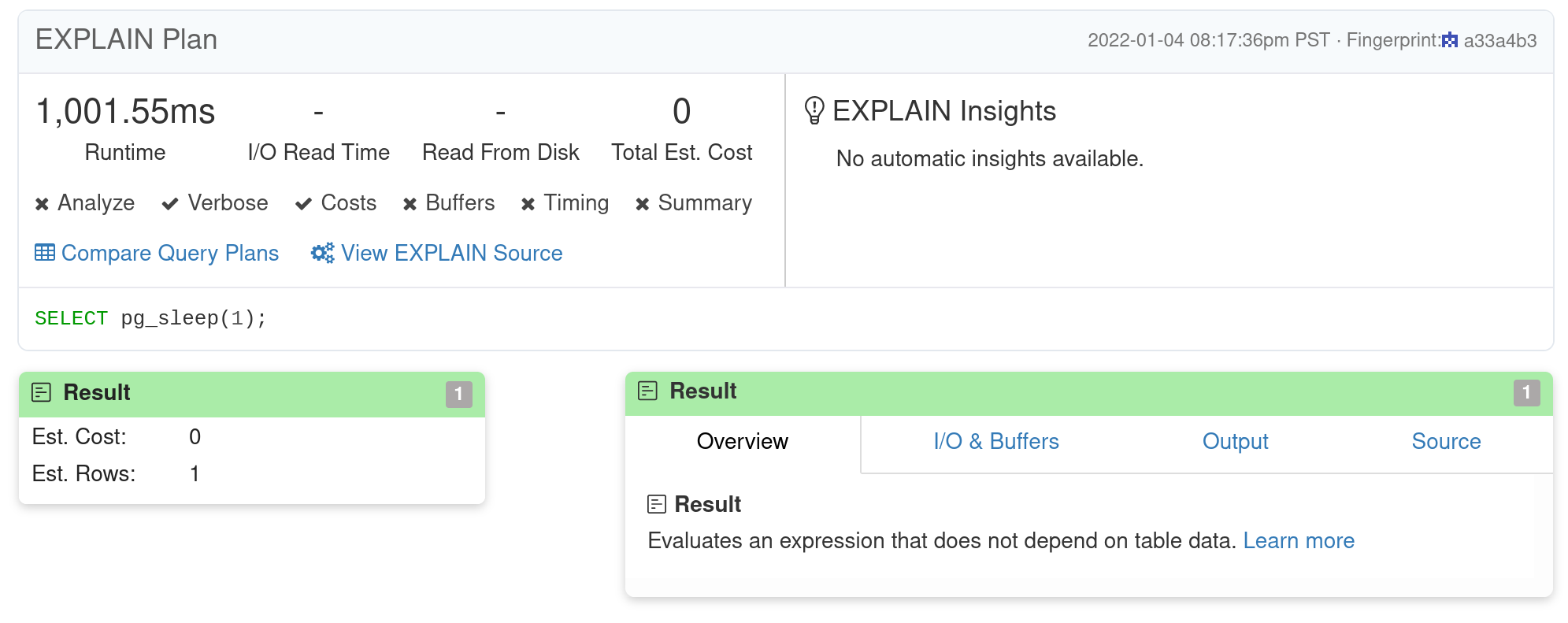 Screenshot of EXPLAIN plan in pganalyze