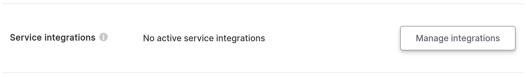 Manage Integrations item in database details page