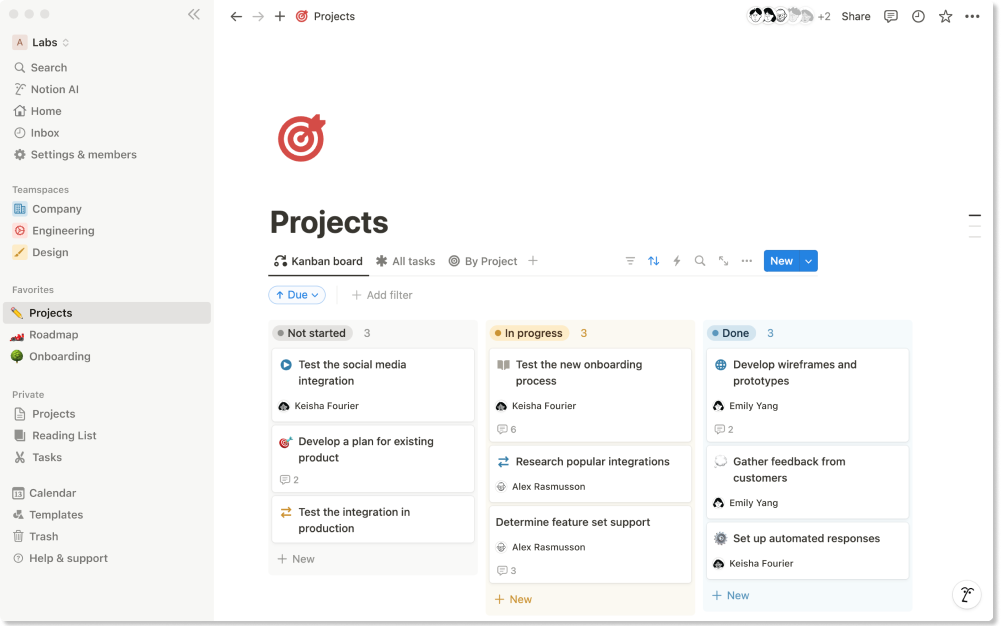 Notion product screenshot