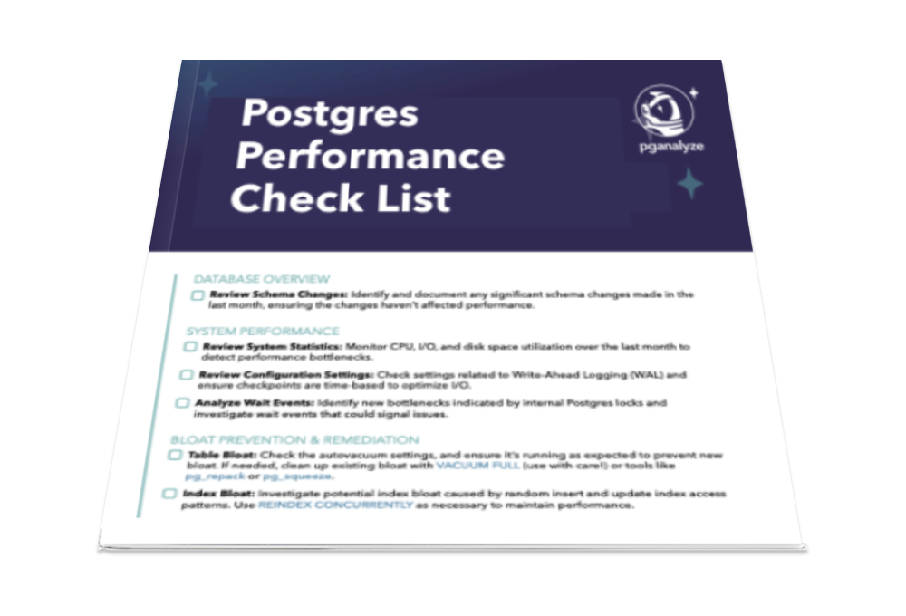 Postgres Performance Check List