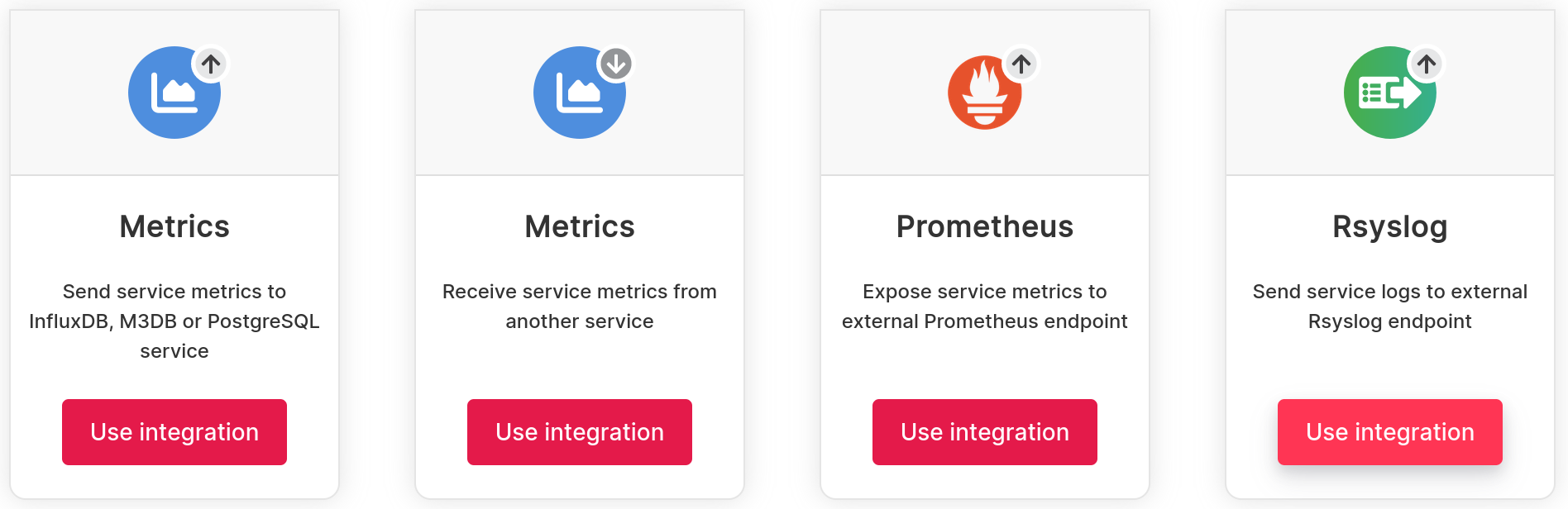 Select the Rsyslog integration in the integration list